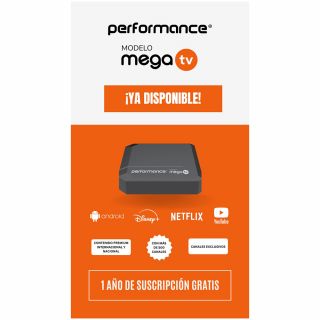 TV Box Performance Mega TV 500 Canales x 1 A?o Sin Cargador